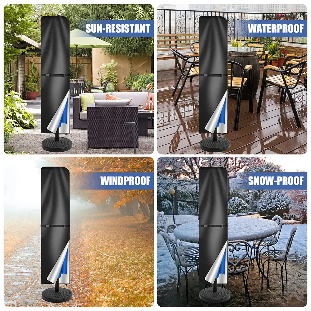 Terrassenschirm-Sonnenschirm-Abdeckung mit Teleskopstange und Reißverschluss, Anti-UV-Schutzhülle für den Außenbereich, wasserdichter Sonnenschirm für den Außenbereich