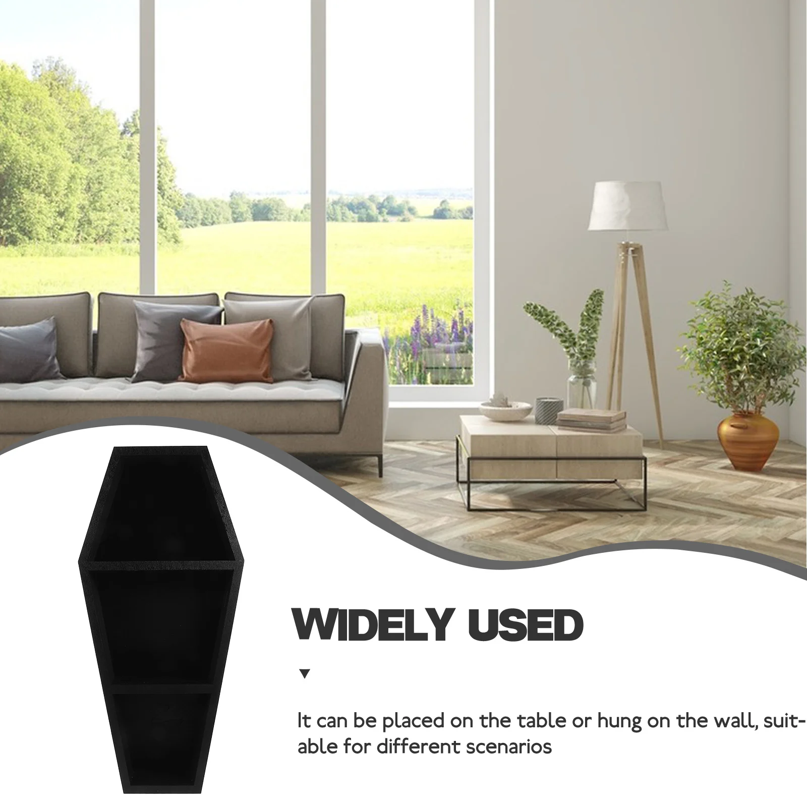 

Wooden Coffin Black Wooden Shelf For Wall Storage Rack Home Decor Wall Hanging Reusable Durable Halloween Design Indoor
