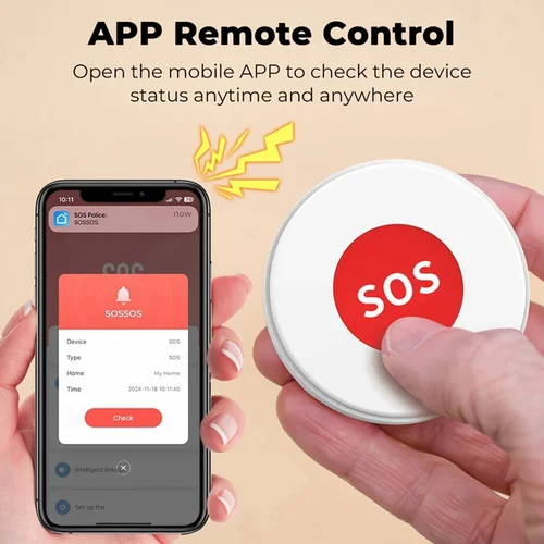 Imagen 1 del producto Tuya WiFi SOS botón de llamada de pánico aplicación Smart Life batería recargable alarma de una tecla para pacientes niños ancianos cuerda colgante