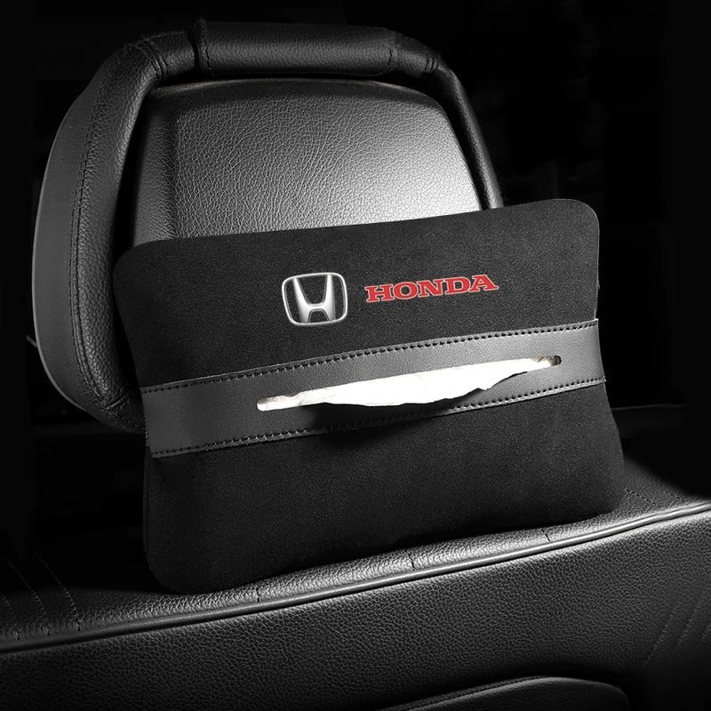 Car High quality Suede Tissue Box For Honda CRV Mugen Power Civic Accord Hrv Jazz City Odyssey Hanging Storage auto Accessories view 3