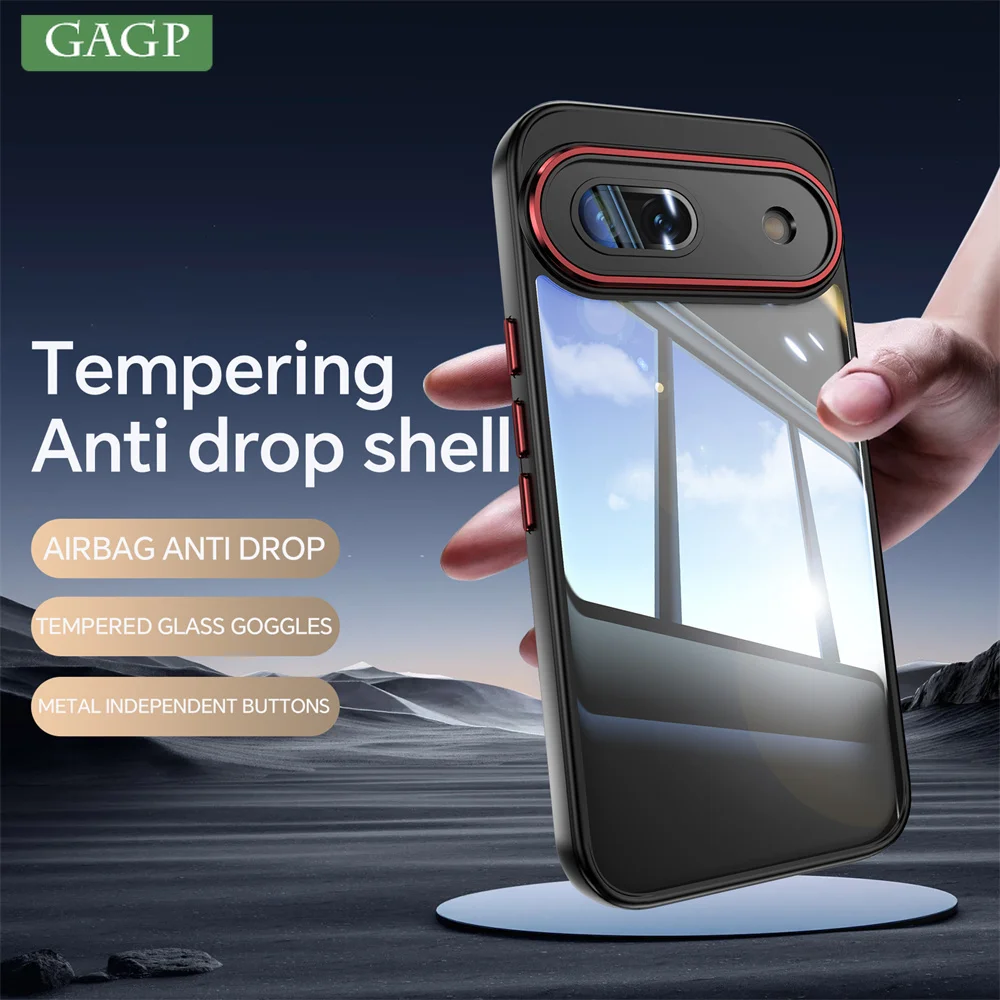 Luxury Transparent Acrylic Case For Google Pixel 8A 9 9 Pro Glass Lens Protection Thin Hard Shockproof Cover For Pixel 9 XL 8 A