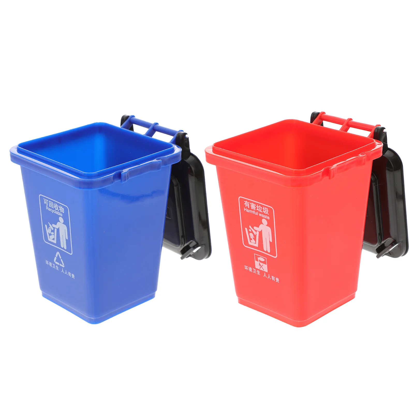 2 PCS Tabletop Trash Bin Automotive Garbage Cans Small Storage Basket with Lid Stationery Holder Pencil Case Girl