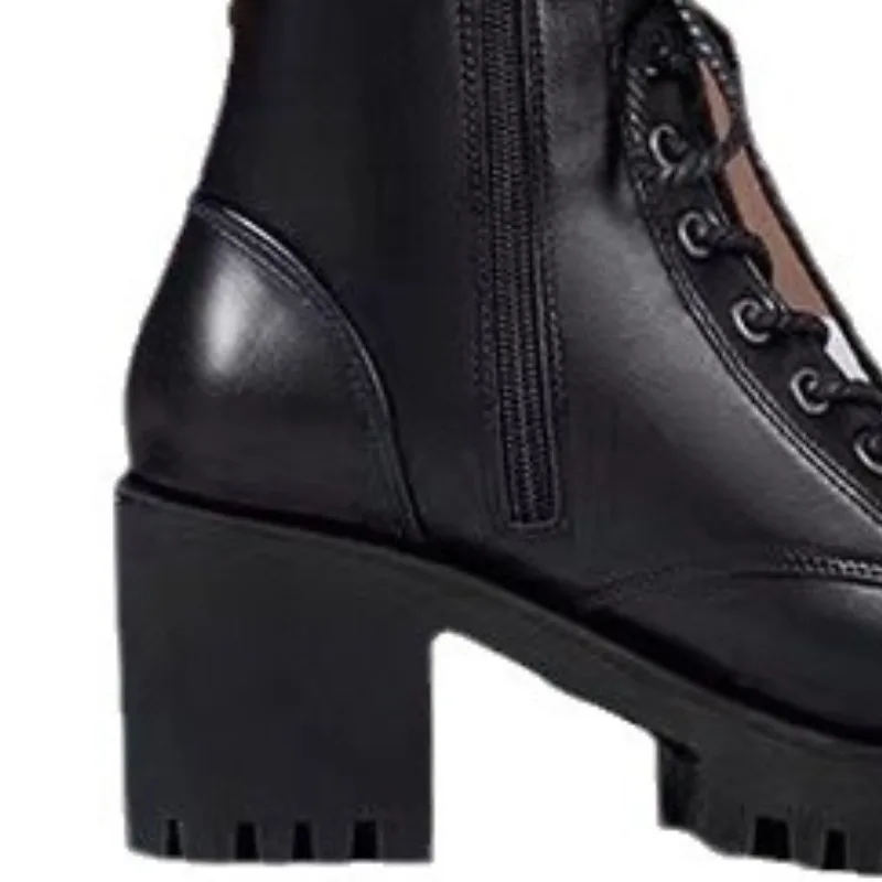 2026 New Winter Women's Boots Lace Up Boots for Womens Fashion Thick Heel Side Zipper Ankle Boots Warm Female Motorcycle Shoes view 6