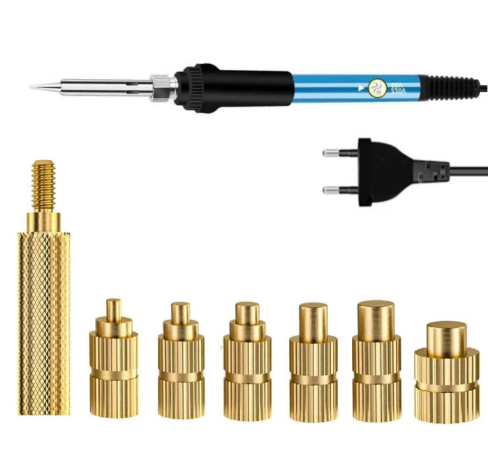 Heat Set Soldering Iron Tip Head Insert Kit M2-M6 Hot Melt Brass Embedded Thread Nut for Electronic Repair with Soldering Tools