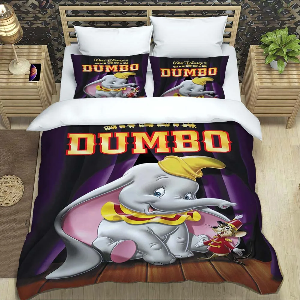 Disney Cartoon Cute Dumbo Bedding Set Cute Home Decor Pillow Cases Quilt Covers Gifts for Family and Friend Comfortable and Soft