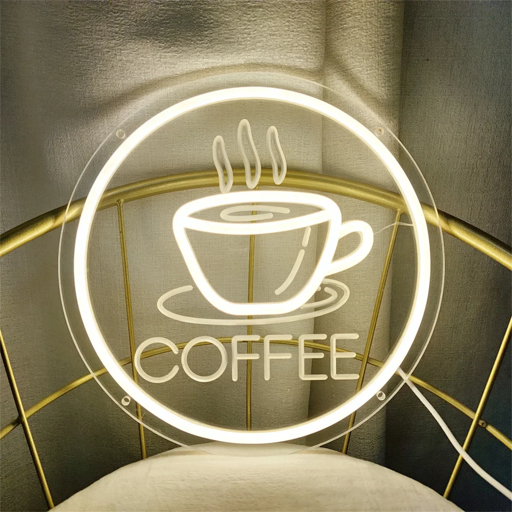 Coffee Cup Neon Sign 3D Carved USB Powered Wall Hanging Art Lamp for Coffee Shop Bar Restaurant Home Decor LED Neon Light Sign