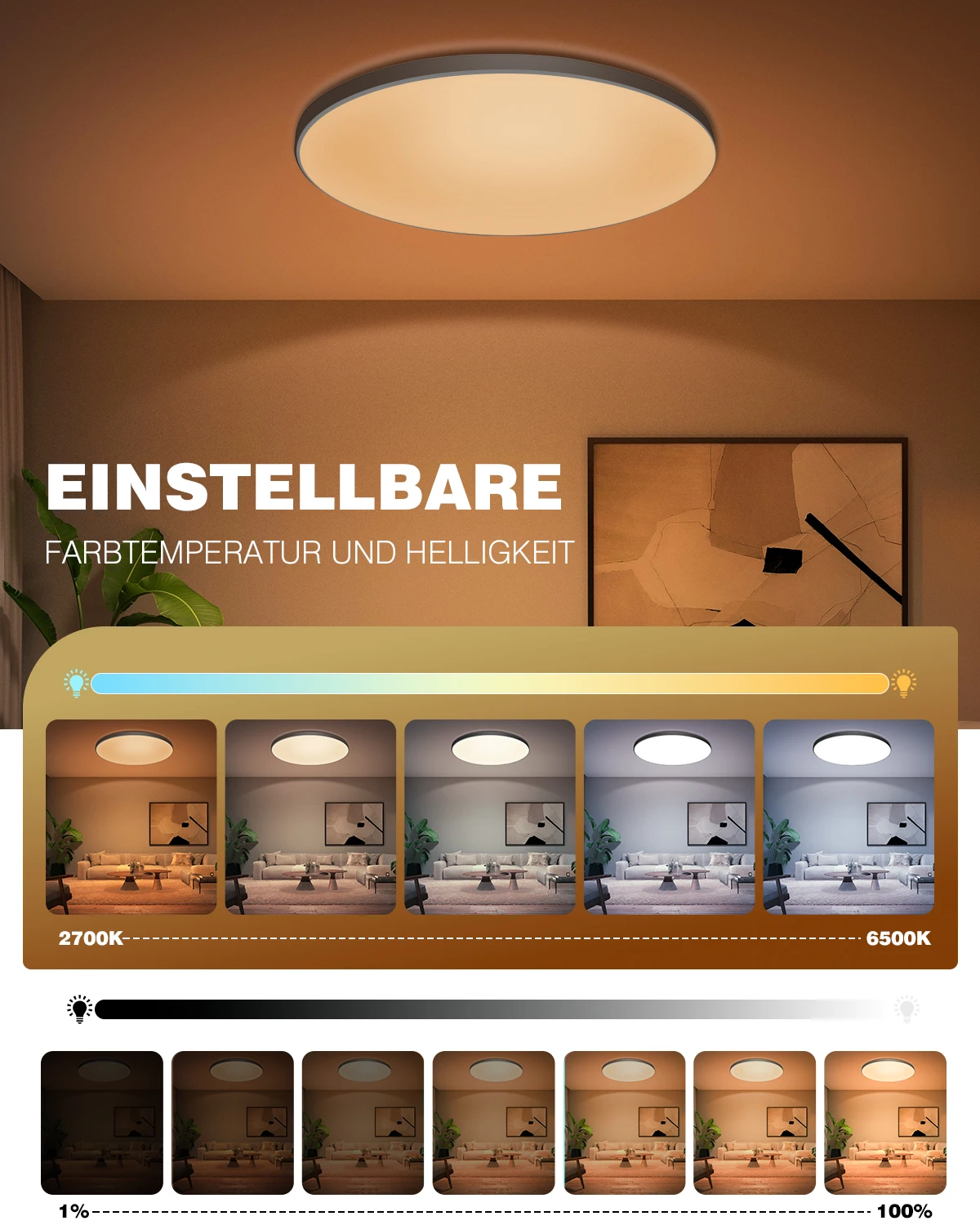 Obrázek 5: 24W LED strop lehký 30cm daleký & app ovládání 2700-6500K RGB 16M barvivo living/kids ložnice strop lehký