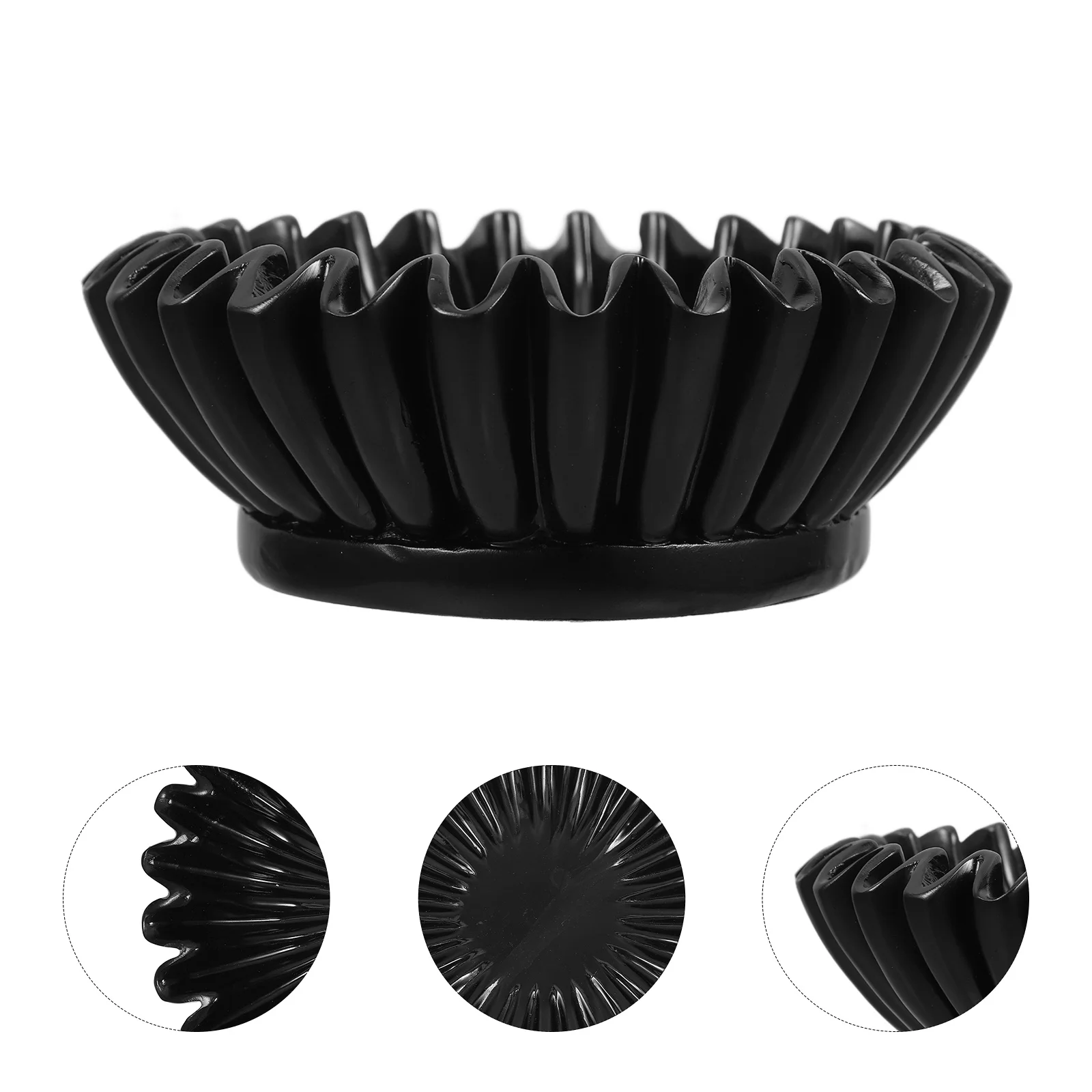 

Decorative Bowl Crafts Resin Lotus Leaf Black Home Decor Grooved Ruffle Edge Fruit Bowl Candies Holder Kitchen Barware