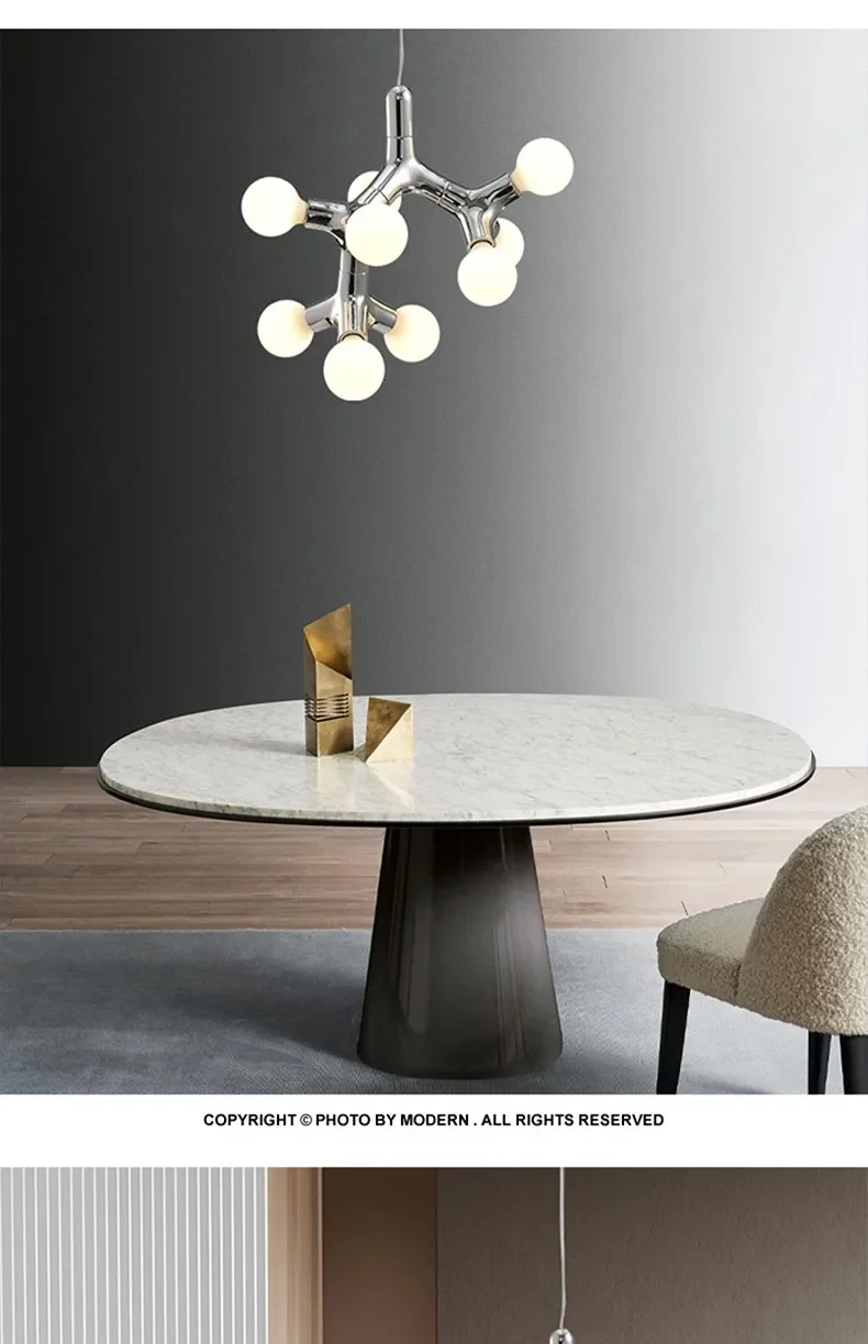 Postmodern LED Chandelier Lighting Copper Dining Room Island