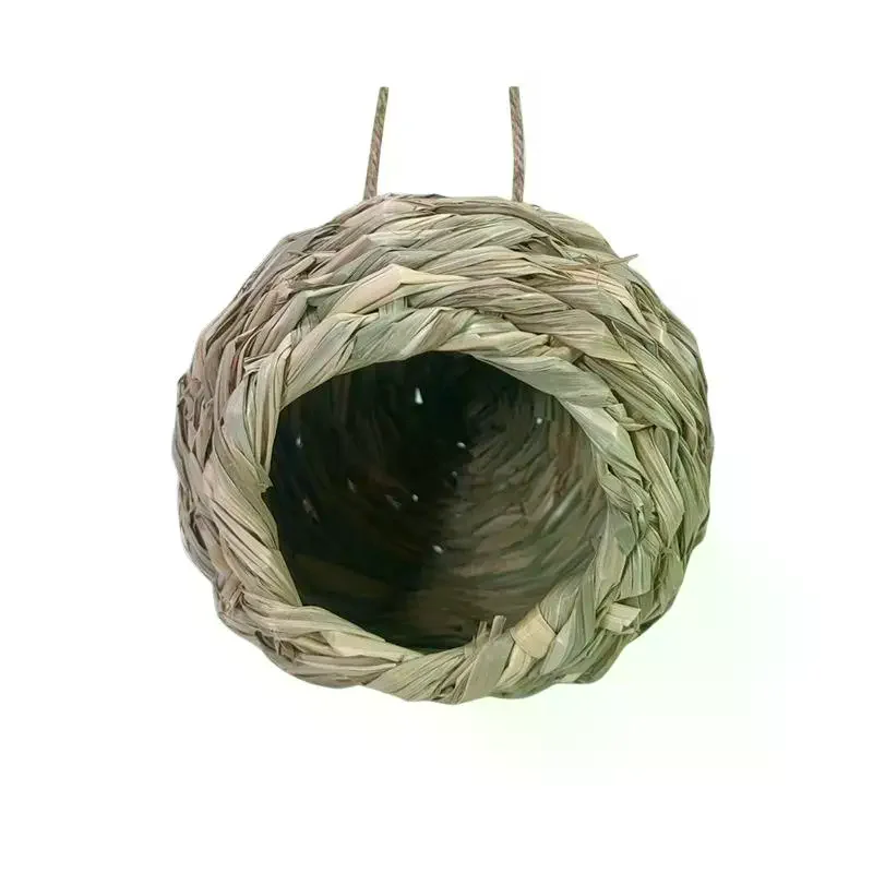 10/12/14cm Birds Nest Bird Cage Grass Egg Cage Bird House Outdoor Decorative Weaved Hanging Parrot Nest Houses Pet Bedroom view 5