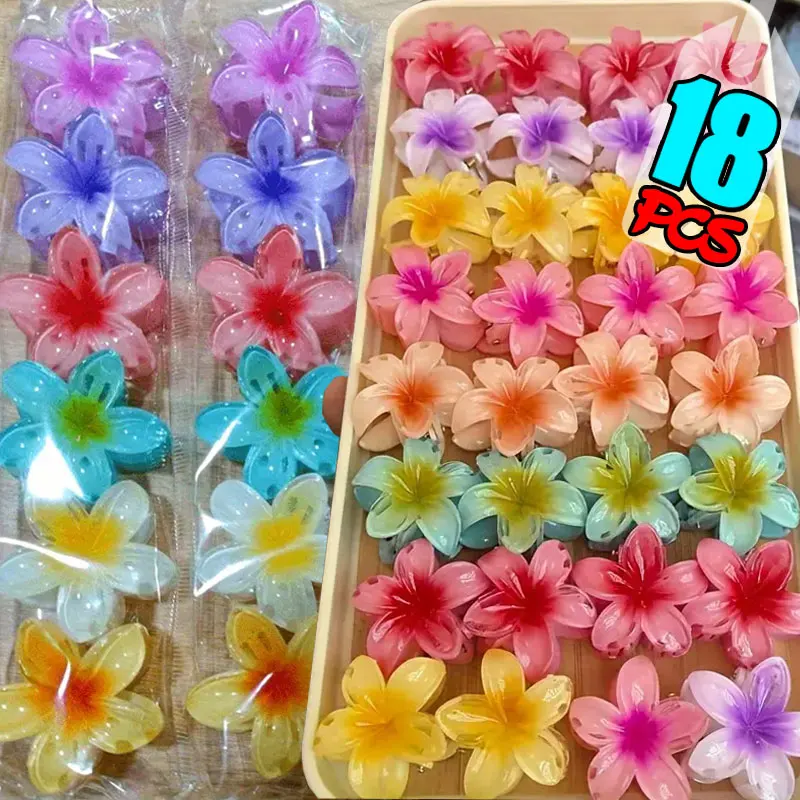 

18Pcs Egg Flower Hair Clips Gradient Candy Color Flowers Suitable for Daily Use Backcombed Ponytail Shark Clip Hair Accessories