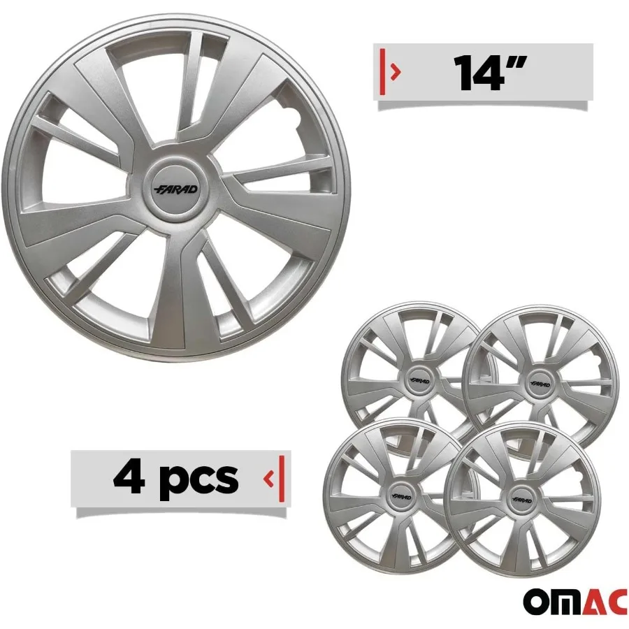 Gris con tapas de buje gris claro Juego de 4 tapas para Rines de 14 cubiertas de rueda premium Juego de cubiertas de llanta R14 de 14 pulgadas Snap On Durab