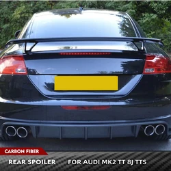 Carbon Fiber/FRP Black Rear Boot Double-Deck Spoiler Trunk Tail Wing For Audi TT MK2 8J TTS Coupe 2Door 2008-2014 Change to TTRS