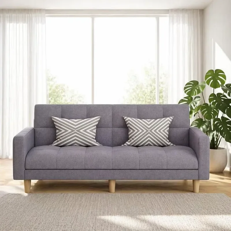 2 3 Seater Comfortable Modern Modular Sectional Corner Sofa Bed Armchair with Fabric Cover and Wood Legs for Apartment