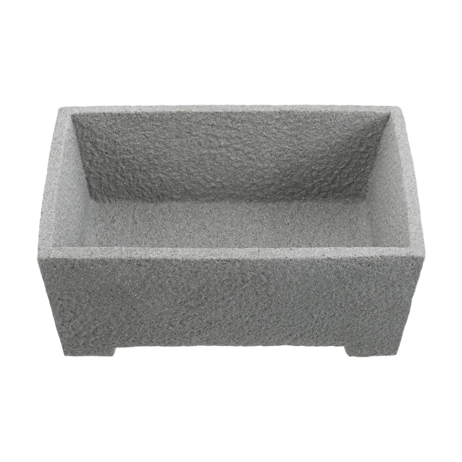 Stone Flower Pot Rectangle Flower Planter Container Succulent Cactus Bonsai Tree Pot Home Office Garden Table Decoration