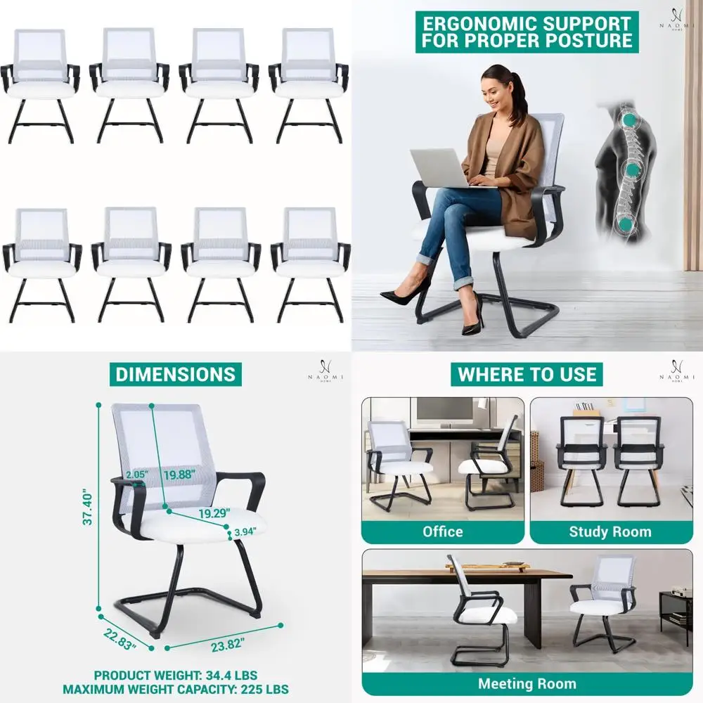 Mesh Back Ergonomic Guest Chairs for Office, Lobby, Conference Rooms, and Medical Waiting Areas