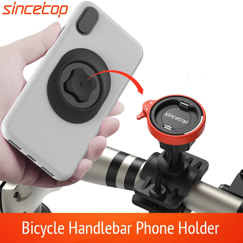 Bike Phone Mount,Motorcycle Phone Holder with Universal Adapter,Detachable Adjustable 360°Rotation Handlebar Clamp for All Phone