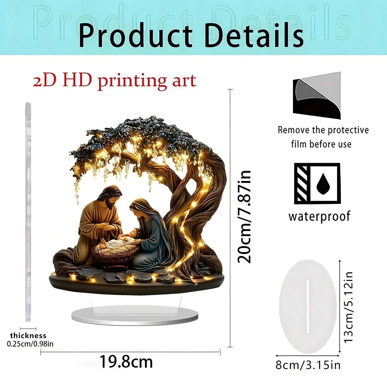 1 Piece Desktop Decoration Acrylic Ornament Jesus and the Tree of Life Newborn Home Decora Ornament Children's Gift Holiday Gift