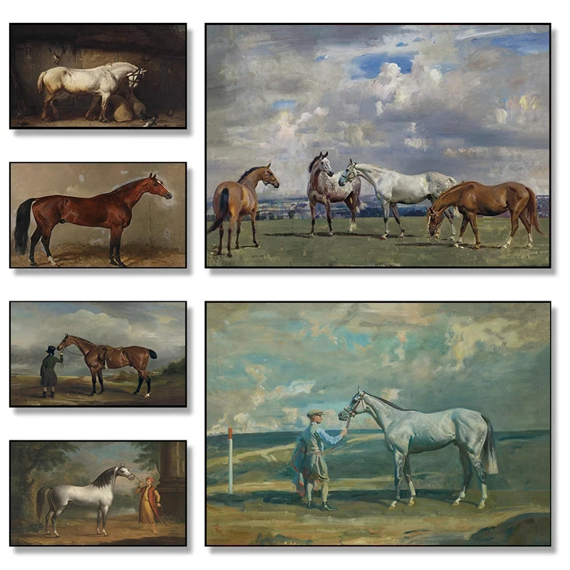 1PC--Vintage Antique Equestrian Horse Portrait Animal Posters and Prints Canvas Printing Wall Art Picture for Living Room Hom