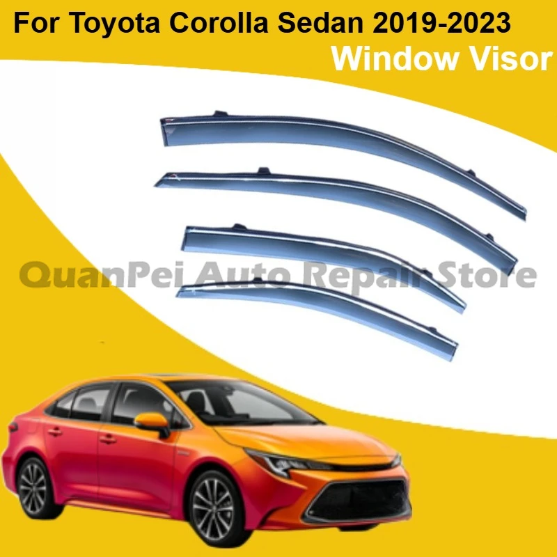 For Toyota Corolla Sedan 2019-2023 3D PC Window Deflector with Stainless Steel Strip Weather Shield Direct Fit