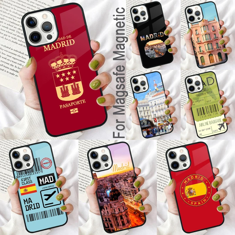 Madrid Capital Spain Magnetic Soft Phone Case for iPhone 16 Promax 15 Pro 13 14 Plus 11 12 Mini MagSafe Coque