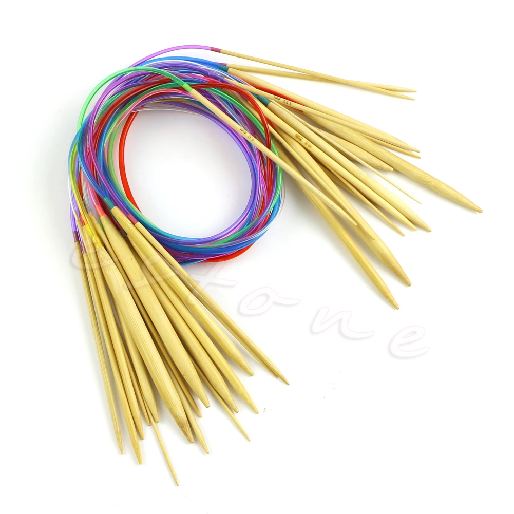 18Pcs 18Size 40cm 80cm Multicolor Tube Circular Bamboo Knitting Needles 2.0-10mm