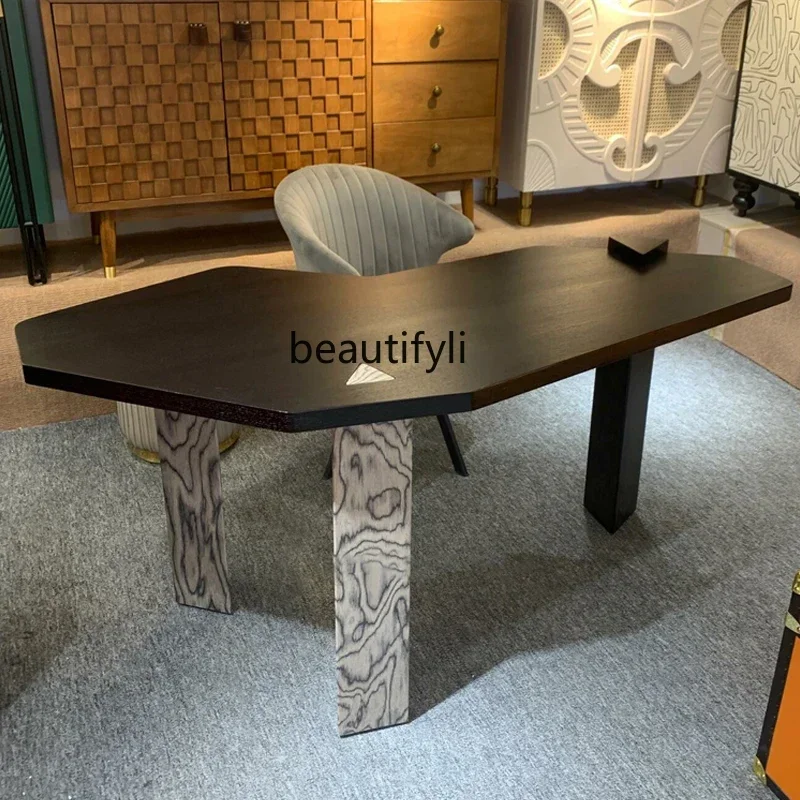

SS Medieval simple modern solid wood desk creative special-shaped irregular office computer desk desk New Light Luxury