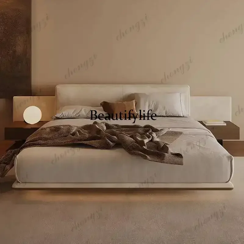 Heavy Designs Double Bed Australia Elegant Normal Floating Storage Double Bed Modern Wooden Cama Matrimonial Furniture For HomeN