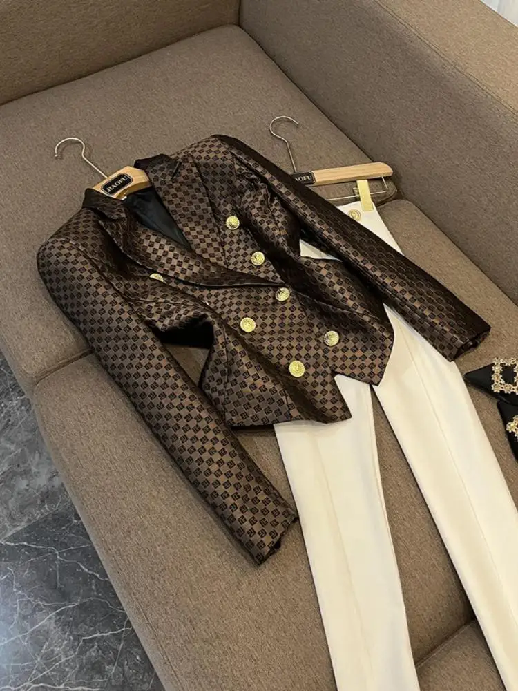 

Новая модная женская куртка-пиджак с вышивкой в виде льва, на двух пуговицах, приталенного кроя, A1849ZB, для офиса, с длинными рукавами