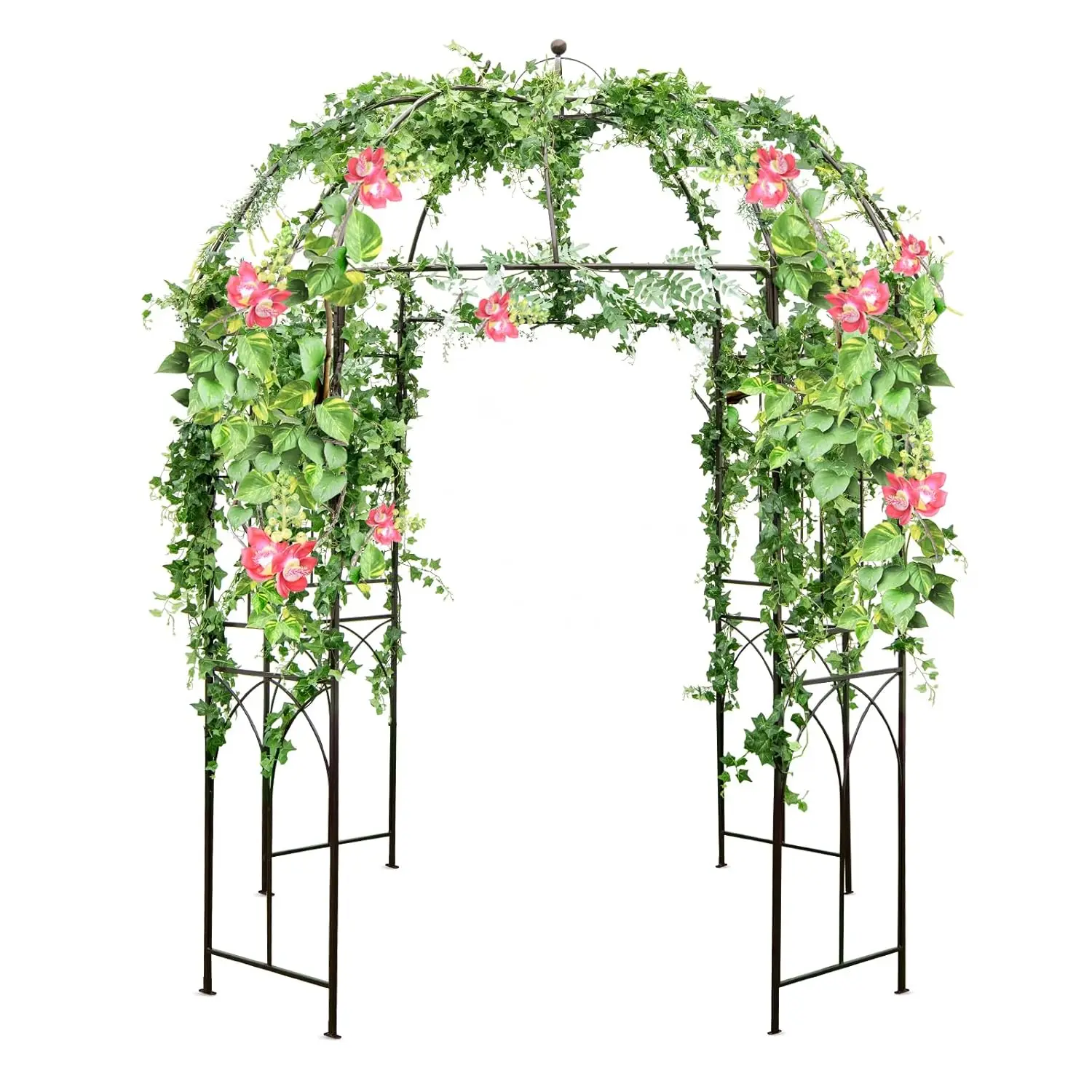 Metal Garden Arch Trellis for Climbing Plants Vines w/ Stakes & Hook, Outdoor Wedding Decoration, Customized