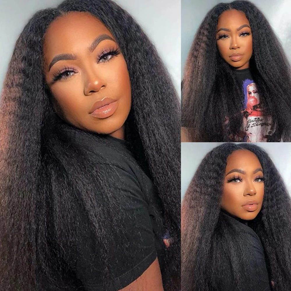 

V Part Wig Human Hair Kinky Straight 200% Density No Leave Out V Part Wigs Upgrade U Part Human Hair Wig Clip Indian Human Hair