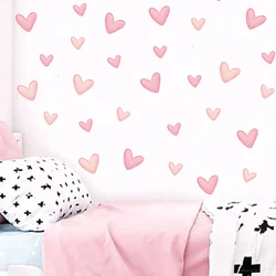 60pcs/set Soft Pink Big Small Heart Shape Wall Stickers for Living Room Bedroom Kids Room Nursery Room Wall Decals Home Decor