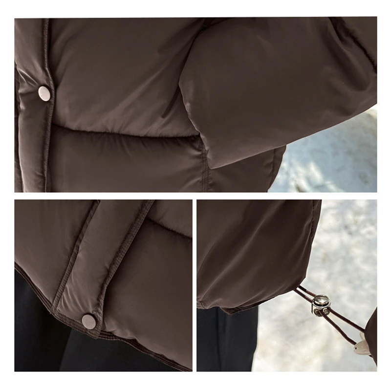 長袖フード付き綿入りジャケット厚くて暖かい冬パン服新入生カジュアルダウンコート固体ルーズアウタートレンド