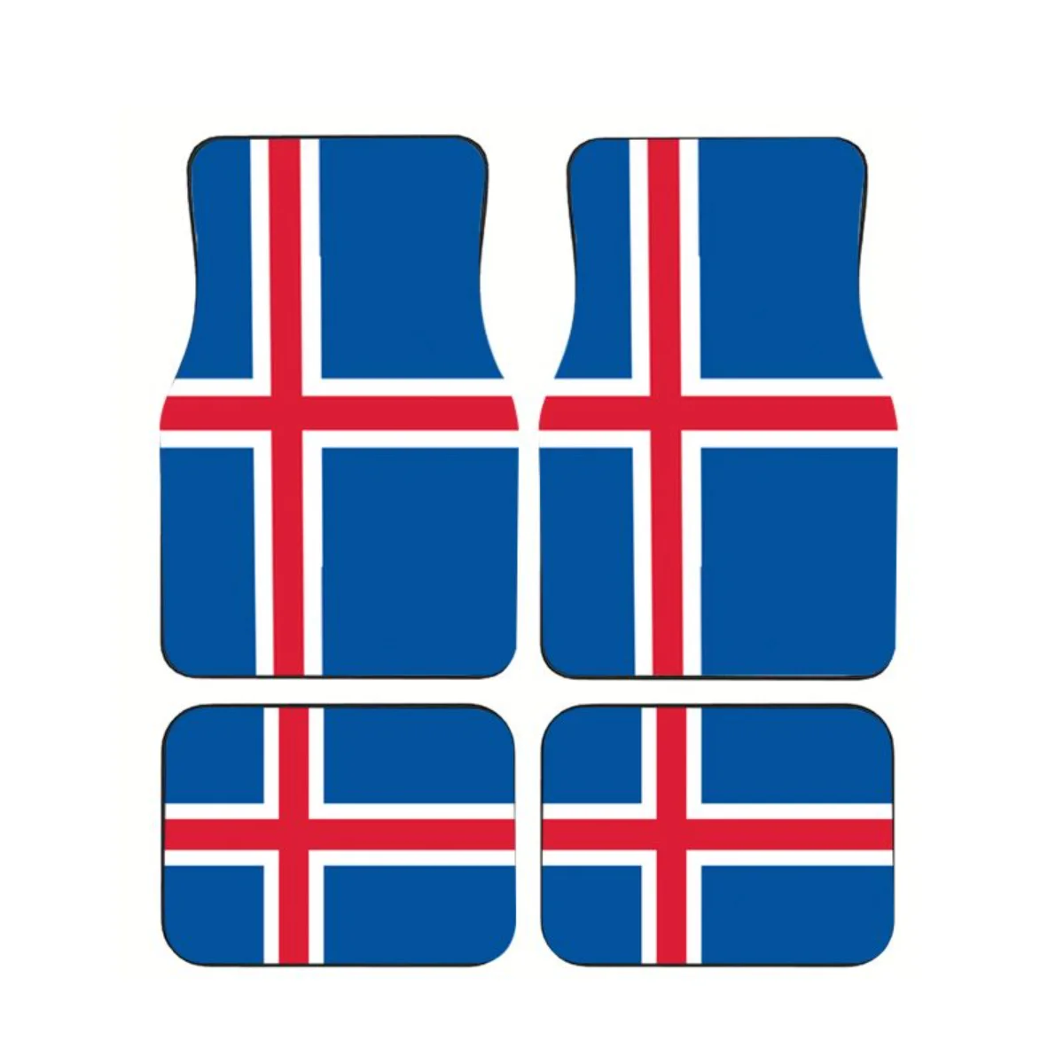 

Iceland National Flag Blue Red White Cross Car Floor Mats 4Pcs Universal Non-Slip Auto Mats Interior Accessories For SUV Trucks