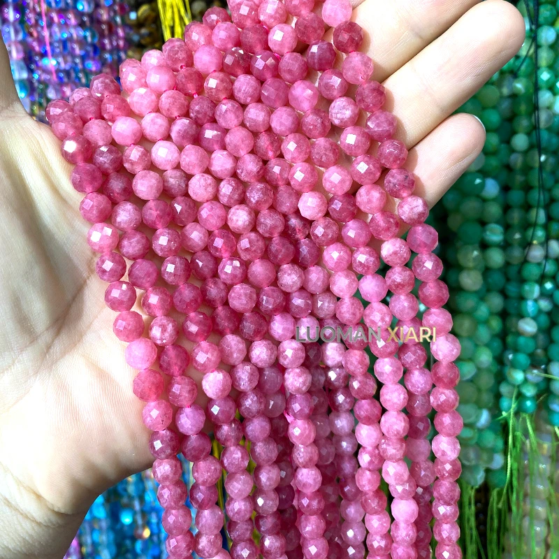 6 8 10mm Facettierte Runde Naturstein Lavendel Chalcedon Lose Zwischenperlen für Schmuckherstellung DIY Armband Anhänger Zubehör – Detail 9