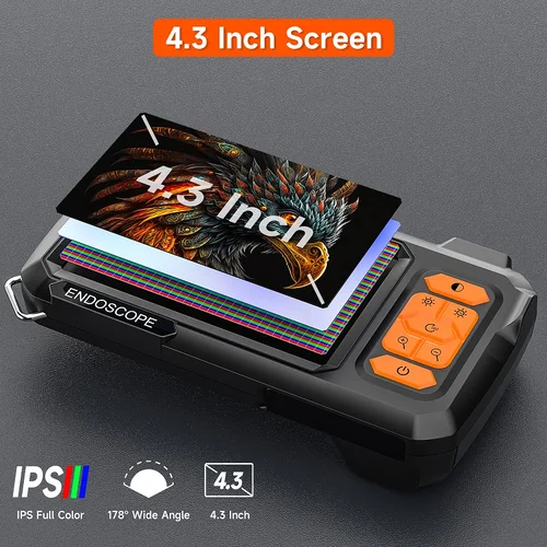 Imagen 2 del producto Endoscopio Industrial, pantalla IPS de 4,3 pulgadas, sonda USB de 8MM con 8LED, Cable de 2M-100M, boroscopio de inspección de coche, cámara de plomería impermeable