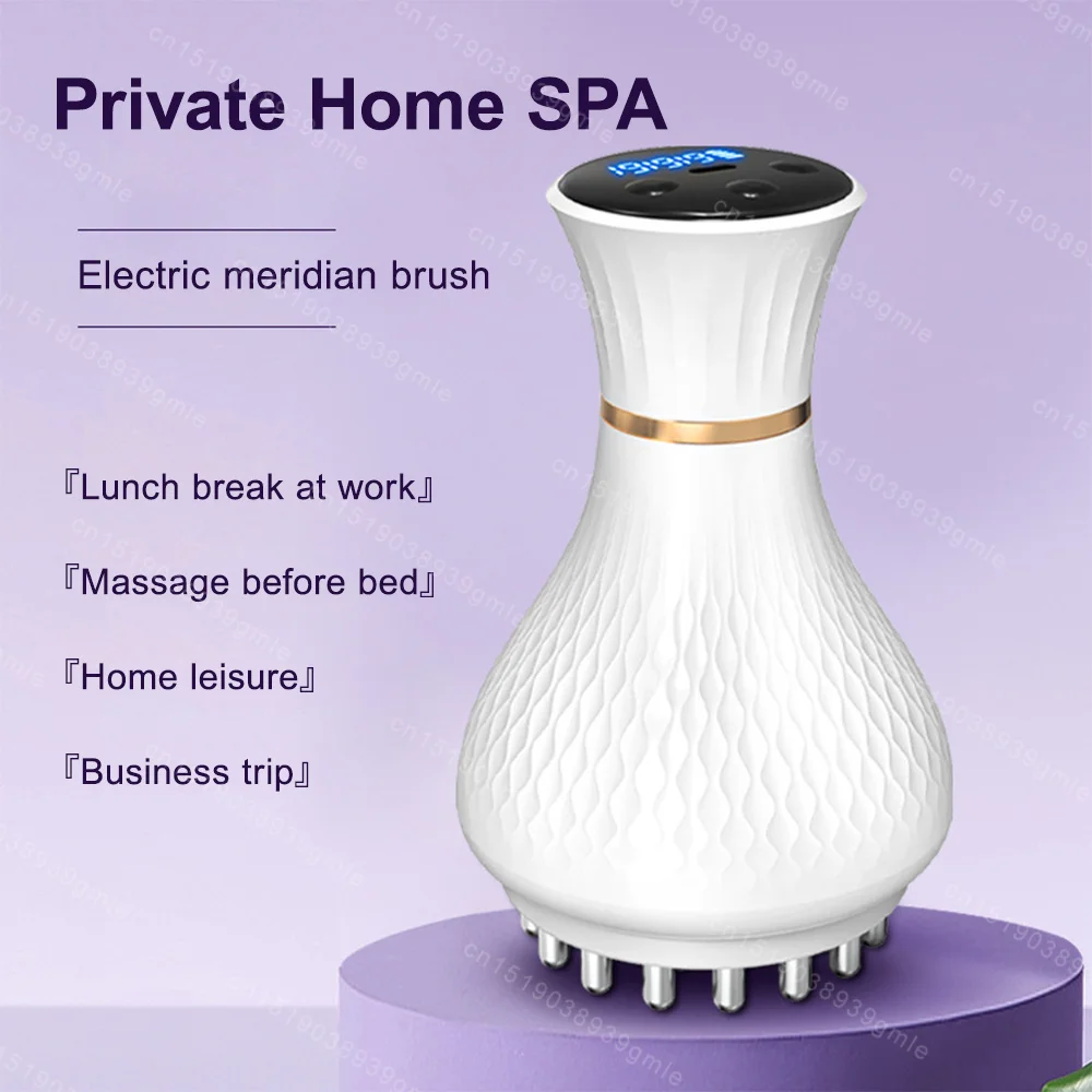 Electric Meridian Brush Microcurrent Pulse Scraping Instrument Red Light Heating Vibration Massage Slimming Up Full Body Massage