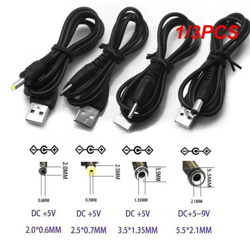 1/3PCS USB 2.0 A Male To DC Power Cable Adapter 2.0*0.6mm 2.5*0.7mm 3.5*1.35mm 4.0*1.7mm 5.5*2.1mm Jack Connector Charger Cord