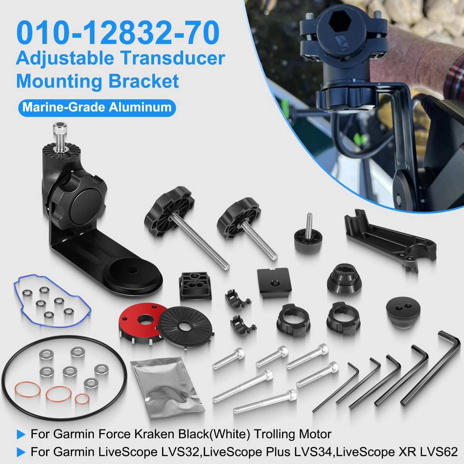 Монтажный кронштейн LiveScope для троллинговых двигателей Garmin Force Kraken, совместимый с преобразователями LVS32/34/36, 010-12832-70