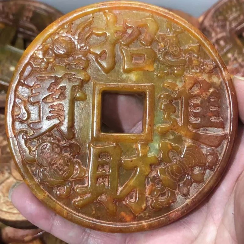 Antique-style Xiuyu Jade Amulet Wealth Treasure, Daily Fortune and Prosperity