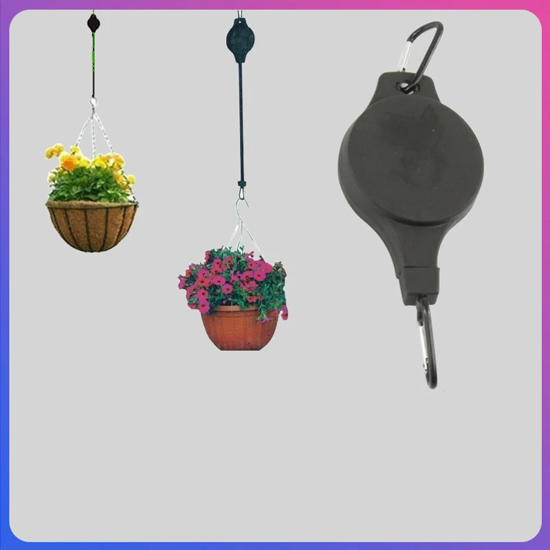 1Pc Garden Baskets Pots Hanging Hook Adjustable Lift Plant Pulley Set Retractable Pulley Pull Down Hanger Plants Flowerpot Hook