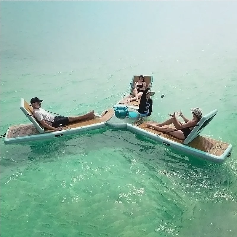 Inflatable lounge bar Inflatable floating island platform bed Large inflatable lounge