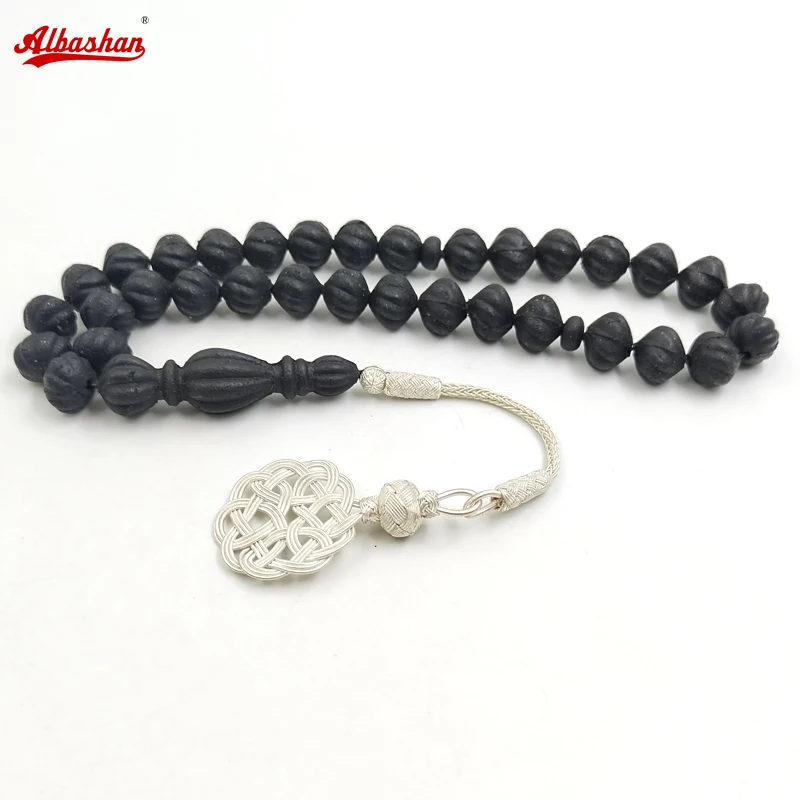 

Черные амулеты Tasbih, очень старые bakhor, молитвенные бусины с сильным запахом, серебряные, Kazaz, исламские, Misbaha Eid gift