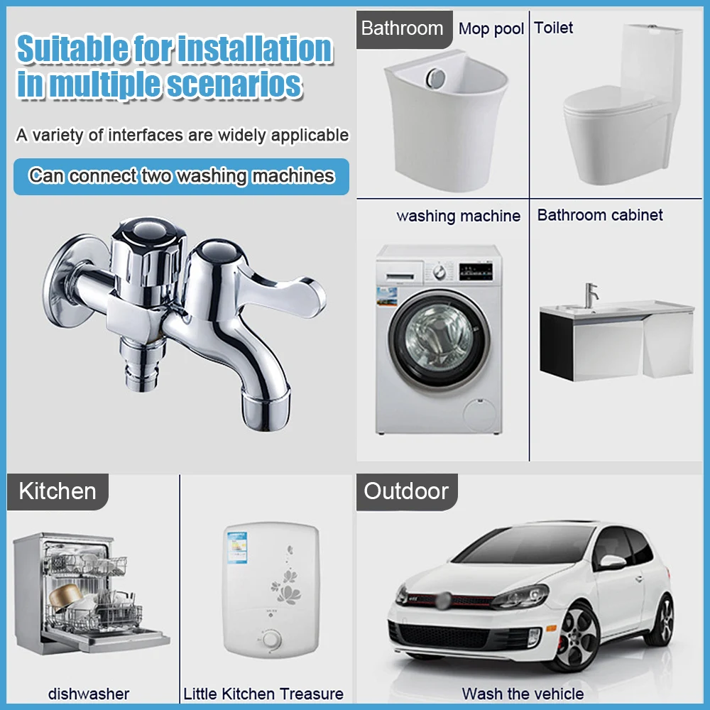 Wasmachine 2 In 1 Tap Messing Kraan Multifunctioneel Buiten Tuin Wastafel Zwembad Kraan Badkamer Accessoires