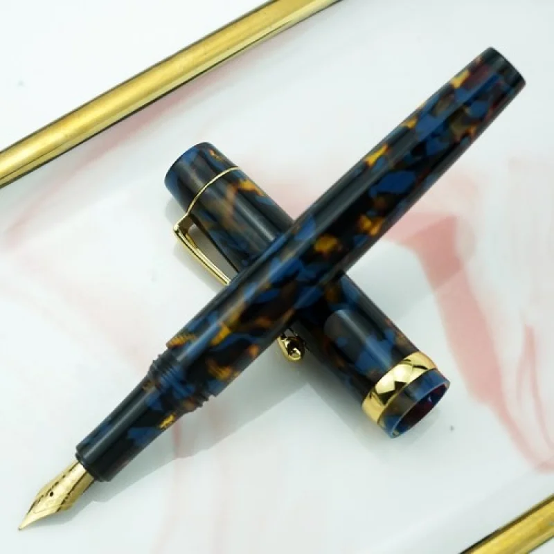 A+ Jinhao Acryl Blauer Füllfederhalter Schöner Tintenstift mit Konverter EF/F/gebogener Stift