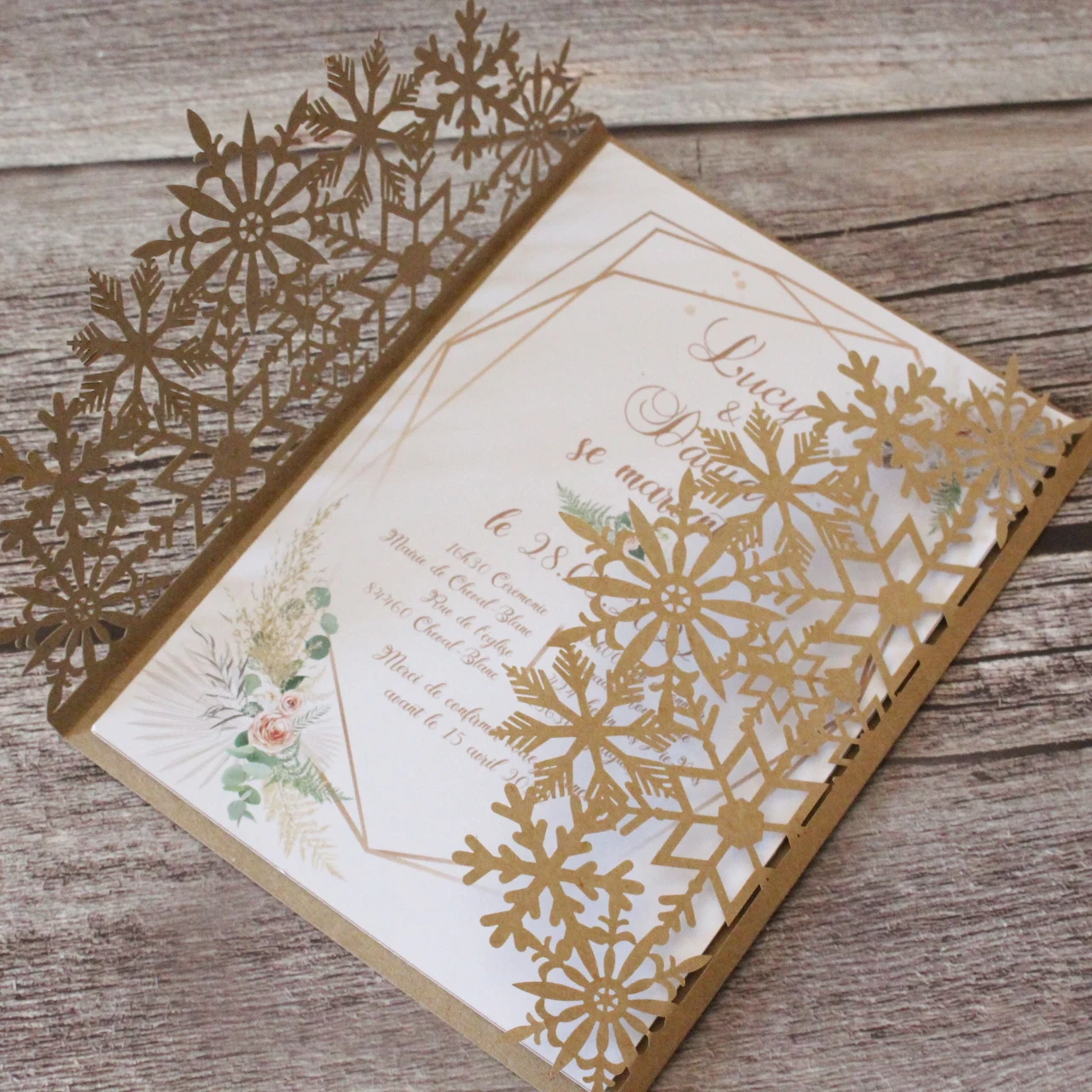 Rural Laser Cut Invitation Card Craft Paper Elegant Design For Wedding Engagement Celebration Party Offer Customized Printing