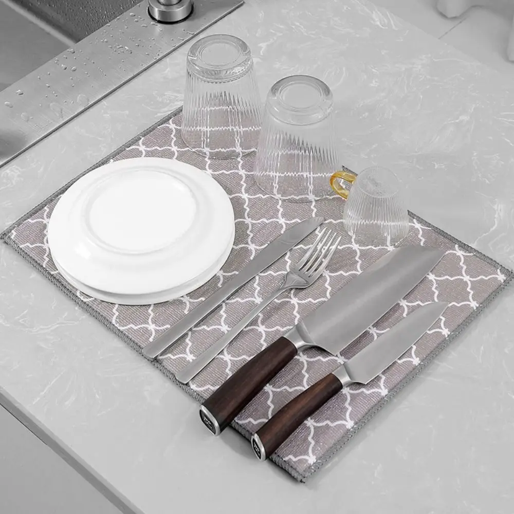 Dinnerware Rug Insulation Microfiber Dish Drying Mat Absorbent Thickened Draining Mat Breathable Drain Pad Table Decor