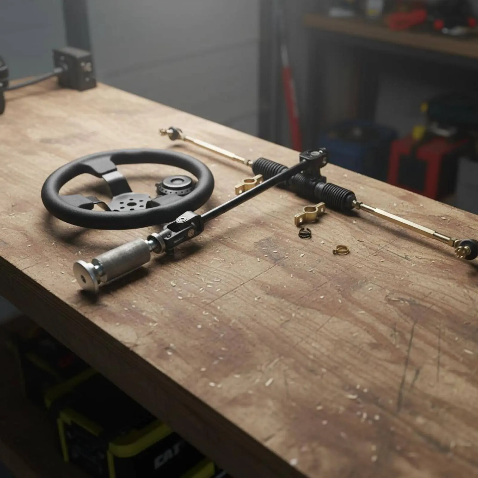 

Rack and Pinion Steering Set Sturdy Duty Move-Kart Steering Assembly Kit for Hobbyists