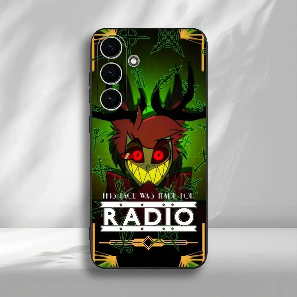 حافظة هاتف H-HazbinS H-Hotels AlastorS لهاتف سامسونج جالاكسي A73، A72، A71، A70، A53، A52، A51، غطاء أسود ناعم آخر #4