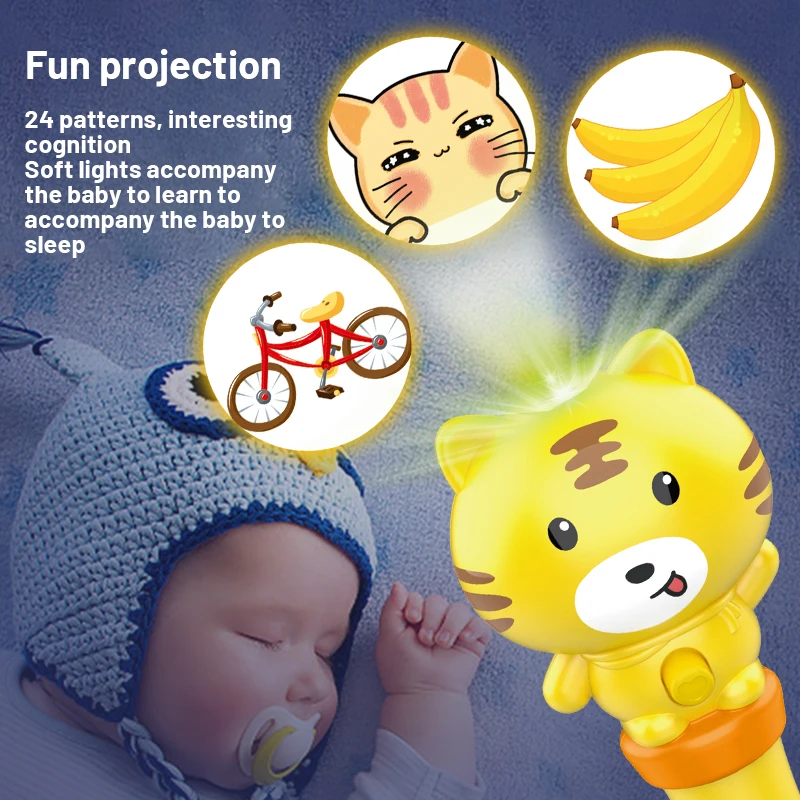 Projection Flashlight Children Projector Night Light Torch Lamp Cute Cartoon Dinosaur Animal Space Bedtime Baby Learning Fun Toy